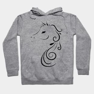 Elegant Horse Swirls with Eyelashes Hoodie